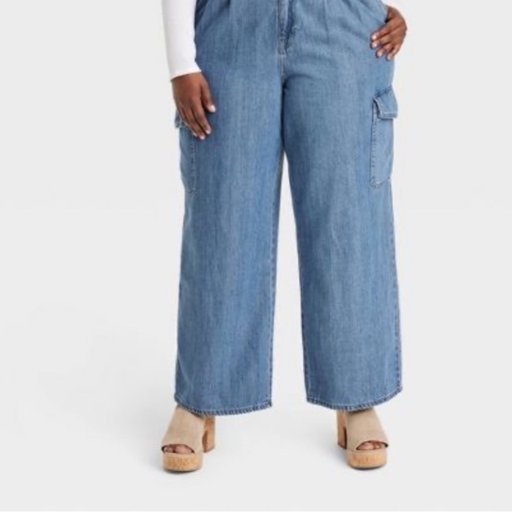 Women's Blue Wide-Leg Jeans